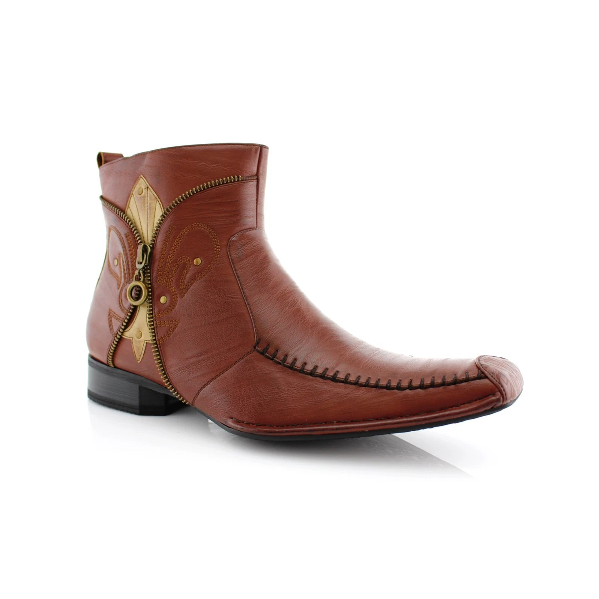 Aldo Classic Burgundy Brown Leather Men\'s Zip Up Boots (11M) Mens Aldo Ulyrien Brown Casual Combat Ankle Boots Size 11  main image 2
