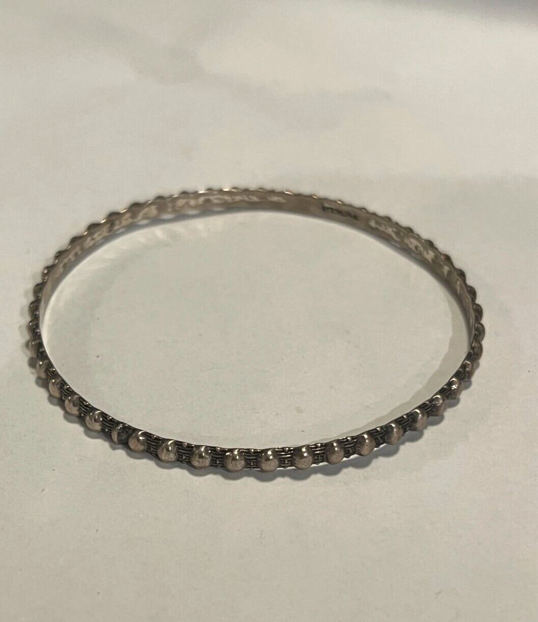 Sterling Silver Ball Bumpy Bangle Bracelet 7.5" - image 2