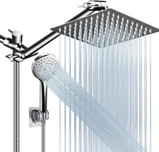 8" Rain Shower Head with 11'' Extension Spray Combo High Pressure Adjustable Arm