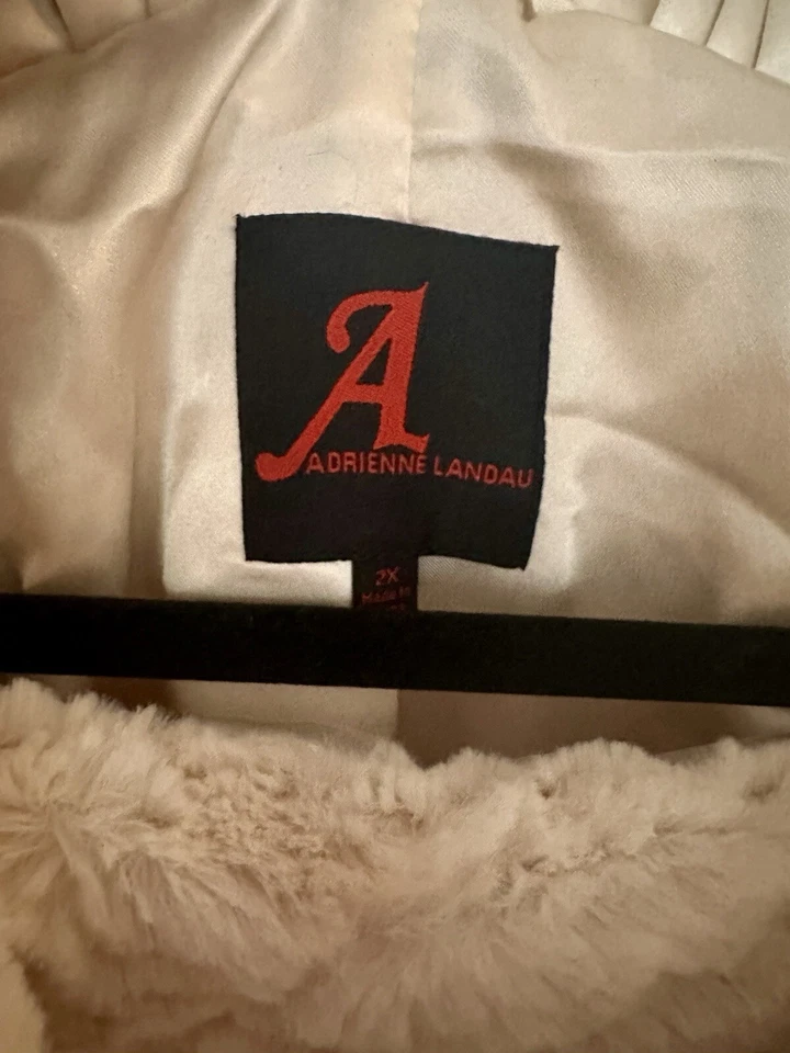 🩷Adrienne Landau- 2X Abrigo Blanco Imitación Piel 1/4 Cremallera Capa Pullover Chaqueta Nuevo Foto 3 de 4