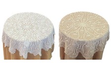 Cotton Crochet Tablecloth 36" Round Dining Table Linen Traditional Tableware