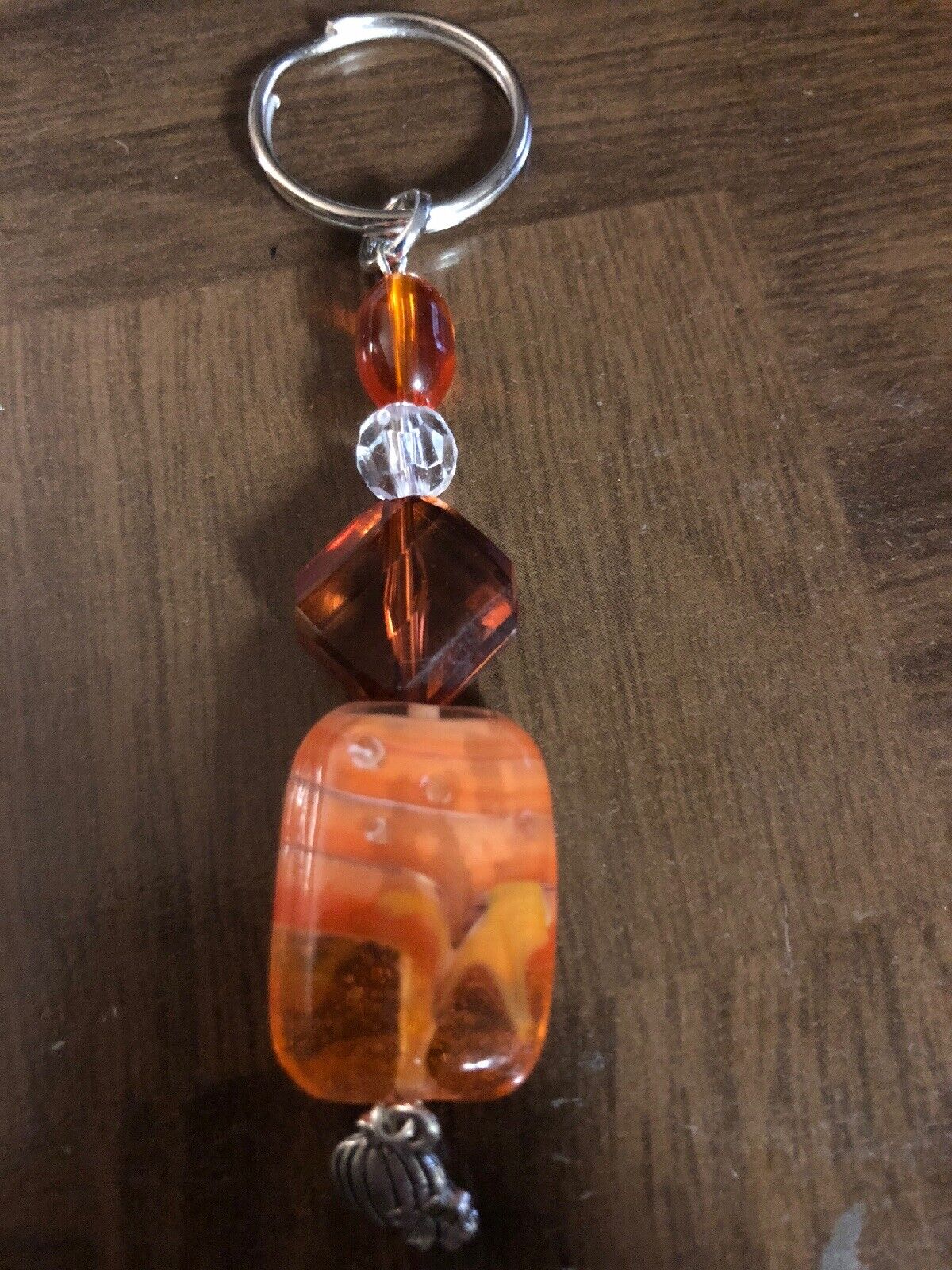 Omaha Mall Orange Beaded Keychain Charm Pumpkin Dedication With
