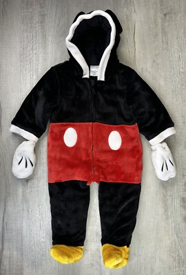 Disney Baby Mickey Mouse Costume 1 Piece Winter Fleece Kids Toddler 12-24 Month