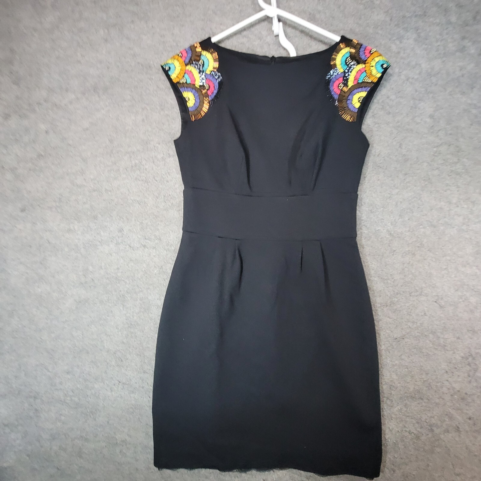 Trina Turk Dress Womens Black Sleeveless Embroidered Lined