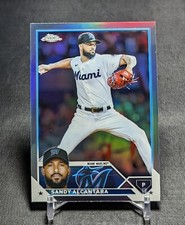Sandy Alcantara Base Refractor 2023 Topps Chrome Baseball Card #74 Miami Marlins