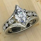 Fashion Women 925 Silver Ring Cubic Zircon Wedding Band Ring Sz 6-10