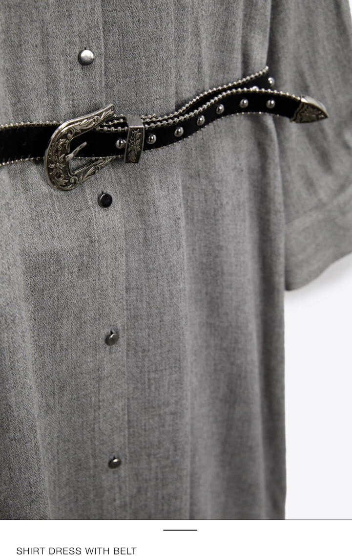 slim fit dress slacks Zara Woman Grey Long Shirt Dress – THE GREY AREA main image 0