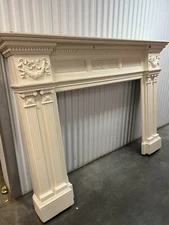 Fireplace mantel surround wood ornate antique