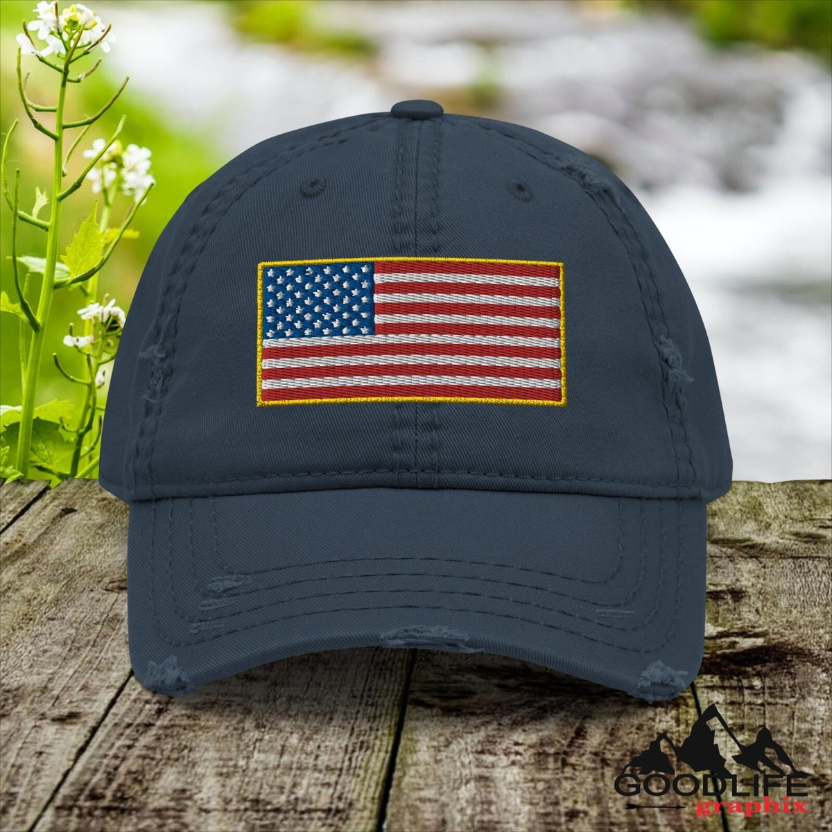 American Flag Embroidered Baseball Cap - Adjustable Dad Hat, Grey, One Size Fits Most - View #10