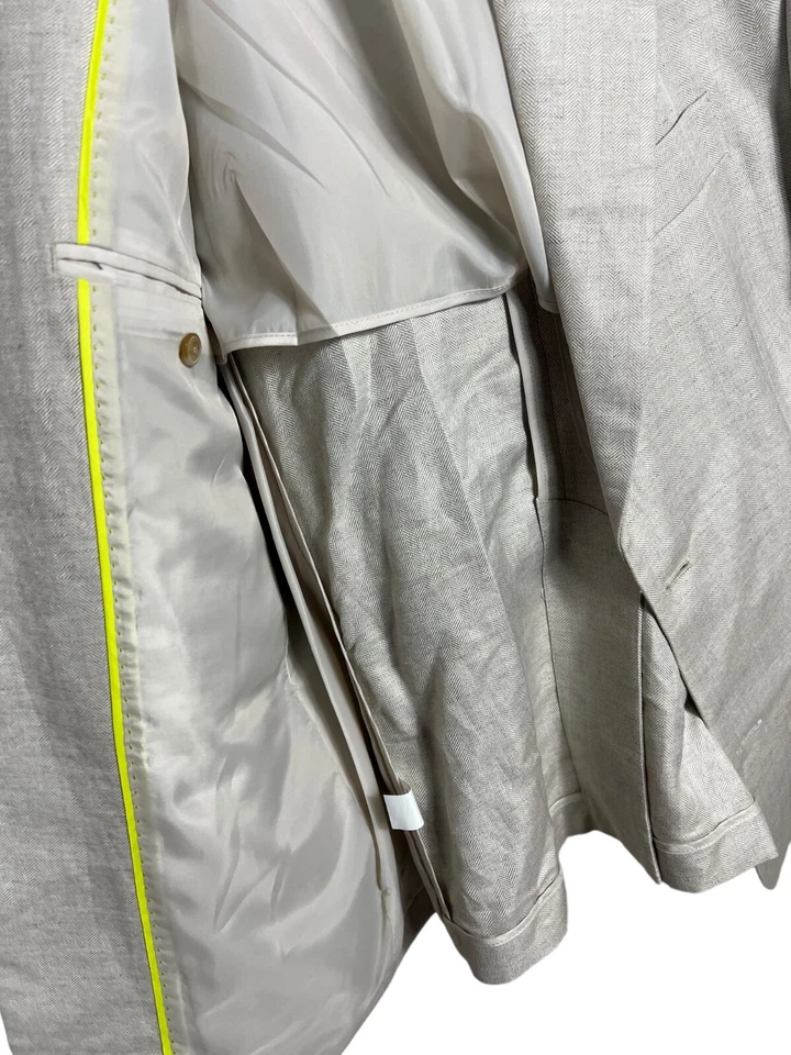 Cubavera Sport пальто куртка слоновой кости елочка льняной смеси 2 кнопки мужской 42R. - Изображение 3 из 4