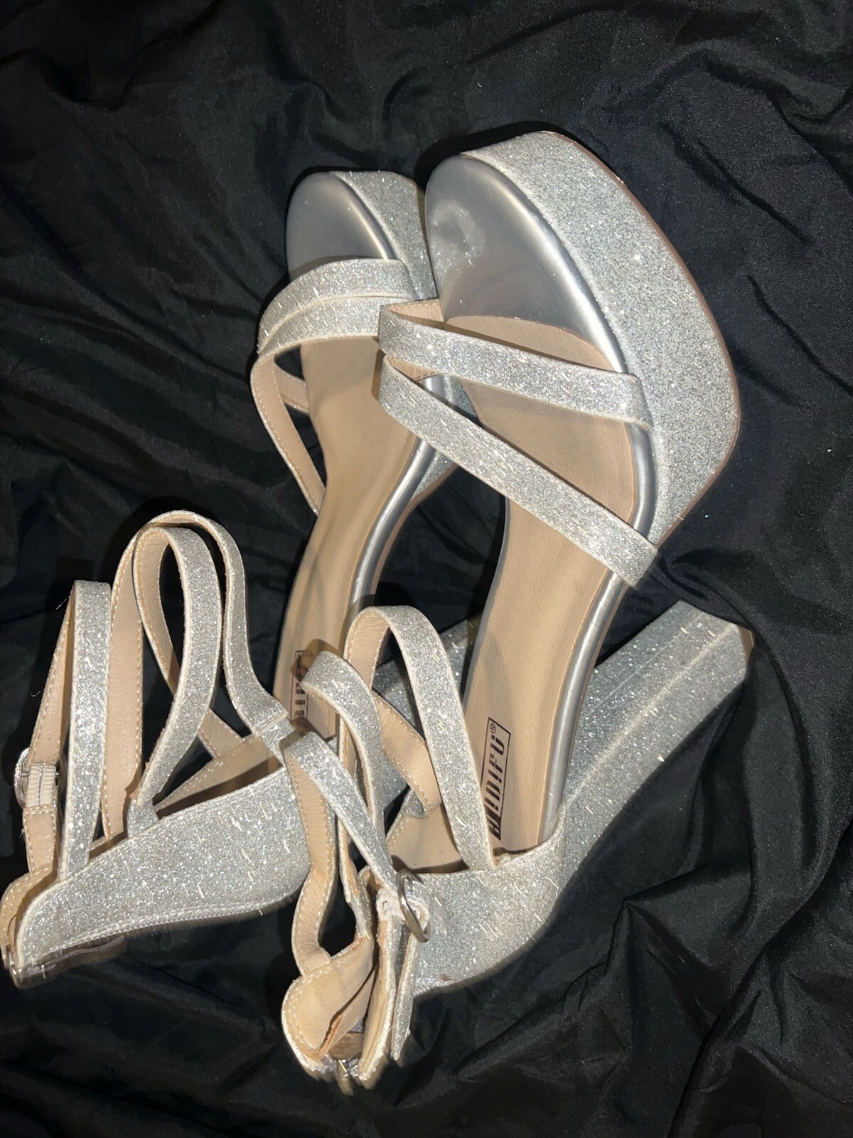 Silver glitter prom platform courts #glitterheels