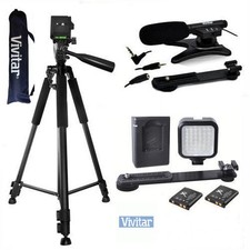 VIVITAR MICROPHONE 36LED LIGHT 72" TRIPOD FOR CANON EOS REBEL 6D 7D 5D 80D