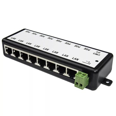 8 Ports Passive PoE Adapter Power Over Ethernet POE Injector IEEE802.3af/at