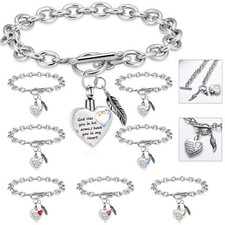 20cm Length Heart Urn Locket Chain Link Funeral Urn Bracelet Cremation Ashe Gift