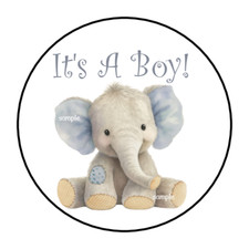 IT'S A BOY BABY ELEPHANT ENVELOPE SEALS STICKERS LABELS TAGS 1.5" ROUND 30 