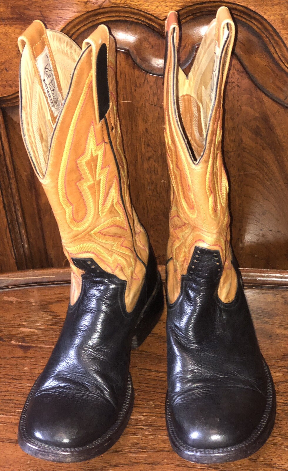 Rod Patrick Bootmakers Black/Rust Leather Cowboy … - image 2