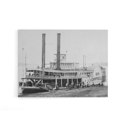 #ad River Steamboat Ben Campbell At Landing Canvas Wall Art Print $29.99