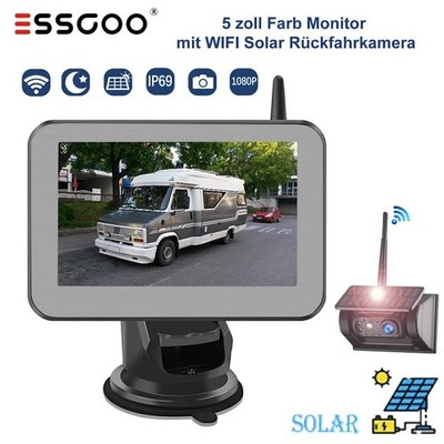 Magnetisch WIFI Solar Kabellos Rückfahrkamera & 7'' HD 1080P Monitor Set Für AUTO