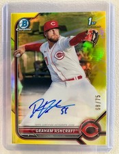 Bowman Chrome 2022 Graham Ashcraft Cincinnati Reds Yellow Autograph /75