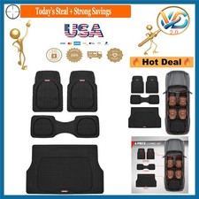 Flextough Heavy Duty Car Floor Mats Set All Weather Rubber Black