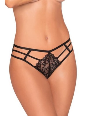 String Spitze schwarz mit mehreren Riemen - DG1469BLK