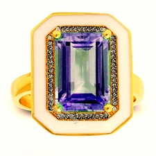 1.47ctw Rose Cut Diamond Amethyst Enamel Silver Gorgeous Victorian Ring Jewelry