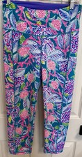 Lilly Pulitzer Luxletic Weekender High Rise Crop Leggings Turtle Wave Sz Medium