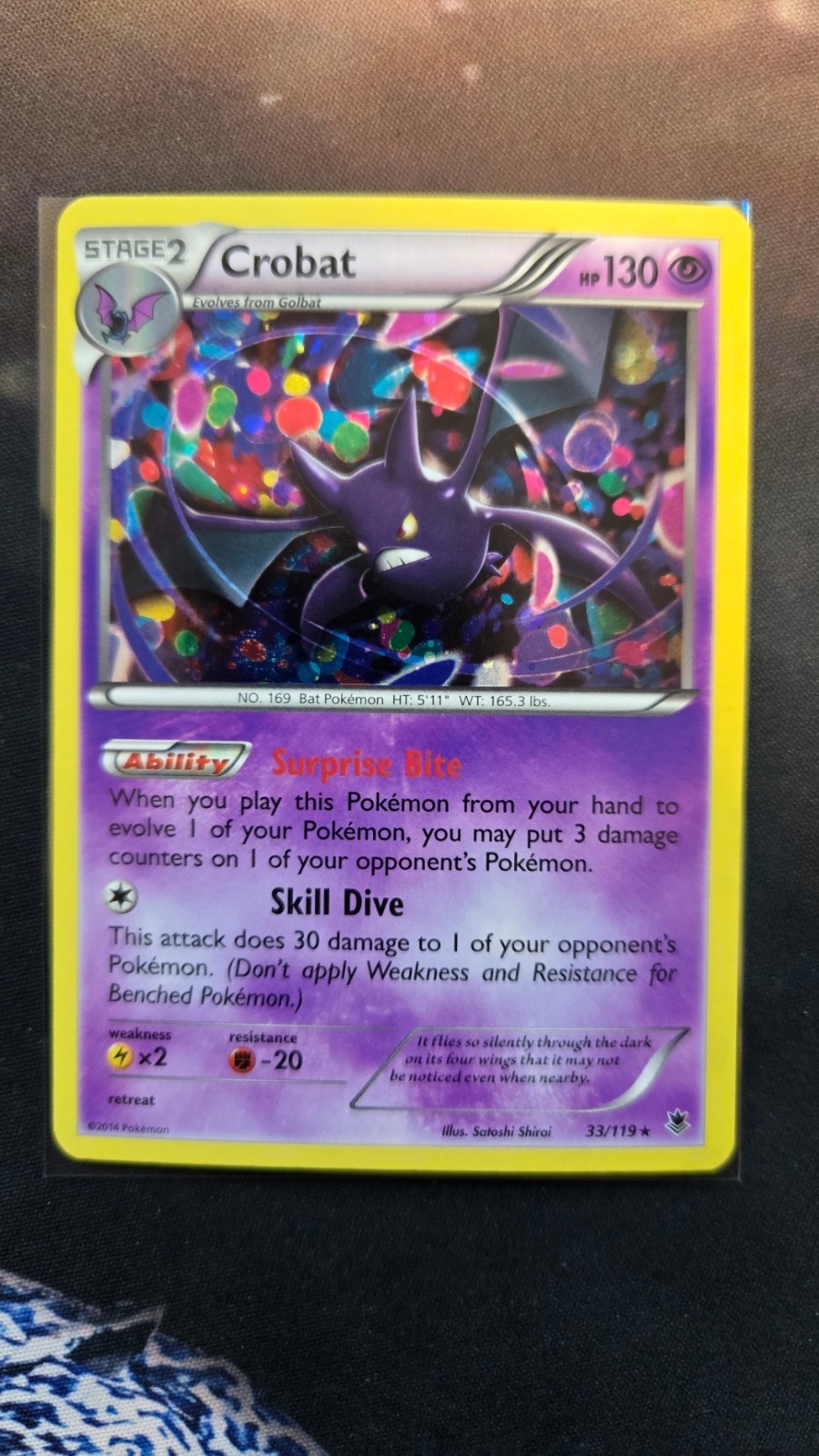 Crobat Cosmos Holo Rare 33/119 XY Phantom Forces NM Pokemon Card