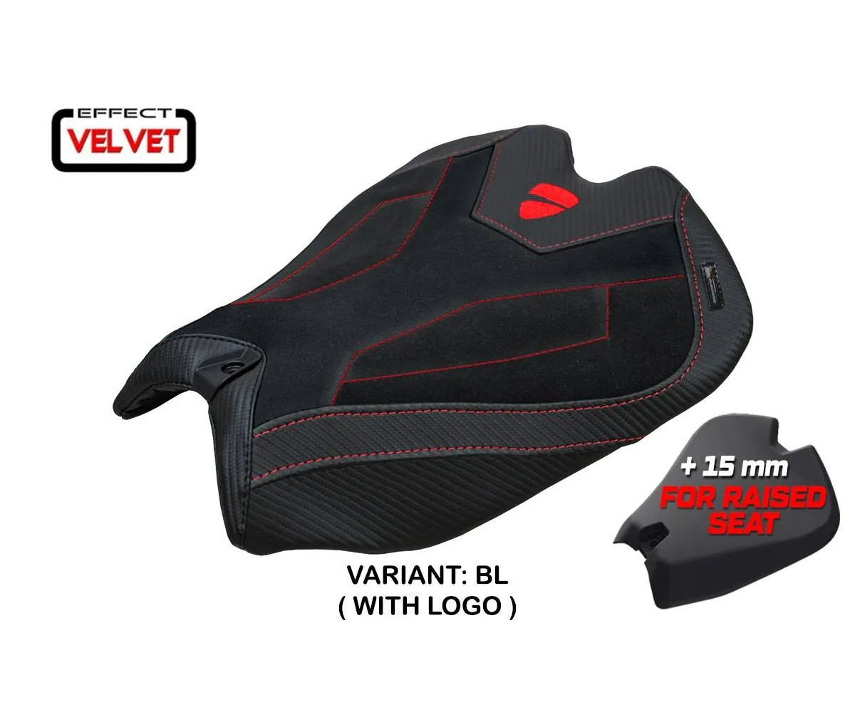 Seat cover Argenta High Velvet Black +logo Tpz DUCATI PANIGALE V4 2025 2026 1SI
