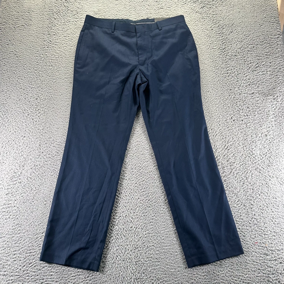 Pantalon INC Vintage Homme Taille 32x33 - Bleu, Plissé, Revers, Coton
