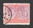 St Kitts Nevis KGVI 3d p14 Used Stamp. Wmk Multiple Script CA. King George VI