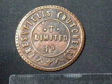 Fresh Fields Butchers 1d (penny) Brass Token.