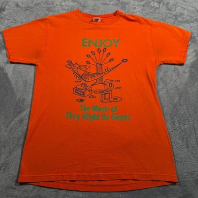 Vintage They Might Be Giants Fruit of the Loom T-Shirt Mens Medium Orange Cotton