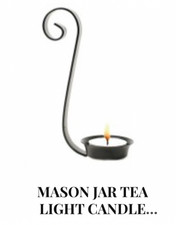 Primitive Black Iron Tea Light Holder for Quart Mason Jar