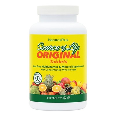NaturesPlus Source of Life No Iron 180 Tablets Multivitamin Mineral Supplement V