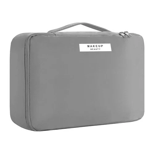 Travel Makeup Bag w Detachable Pouch Large Capacity Waterproof Organiser – Grey