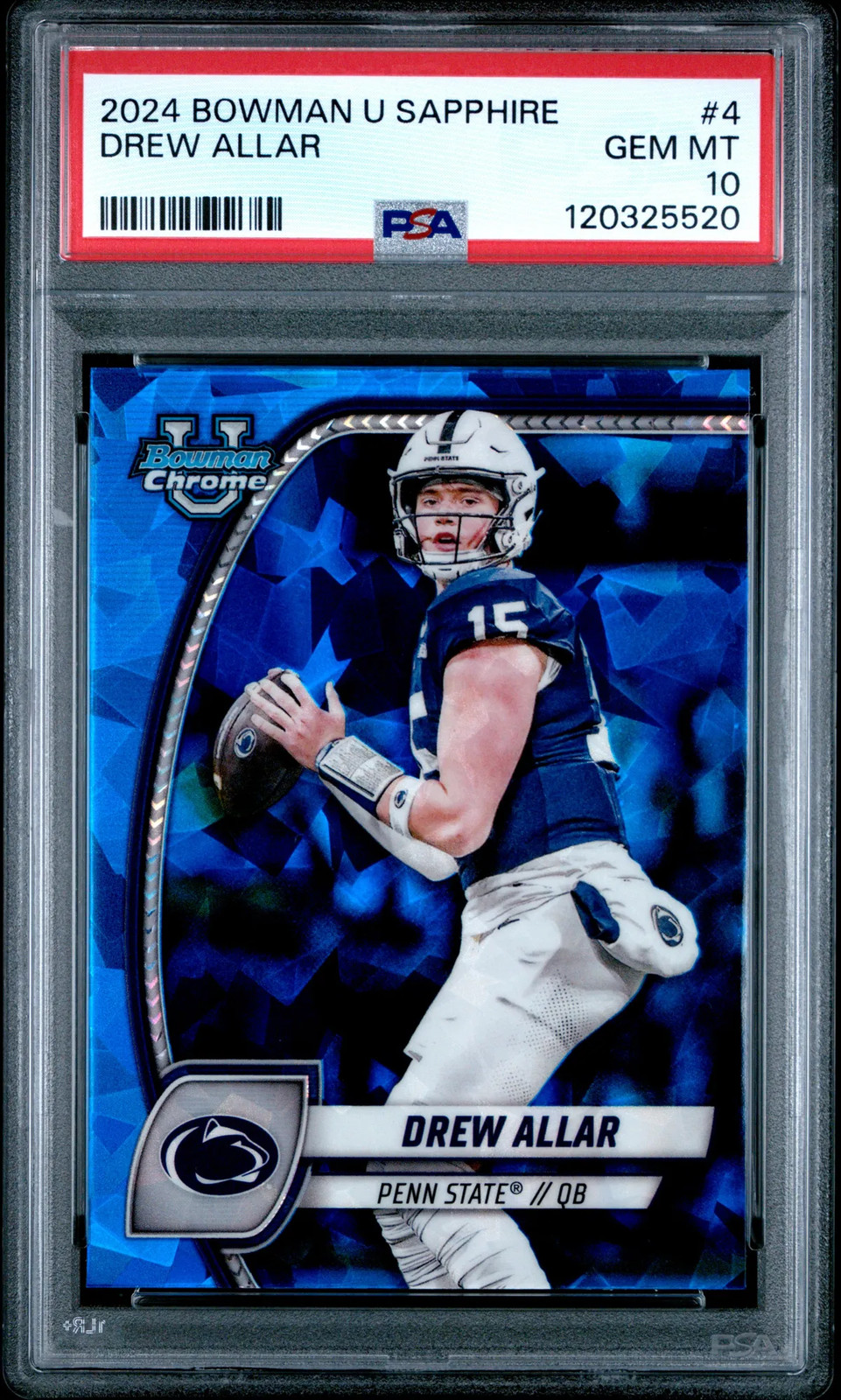 2024 Bowman University Chrome Sapphire Drew Allar #4 PSA 10