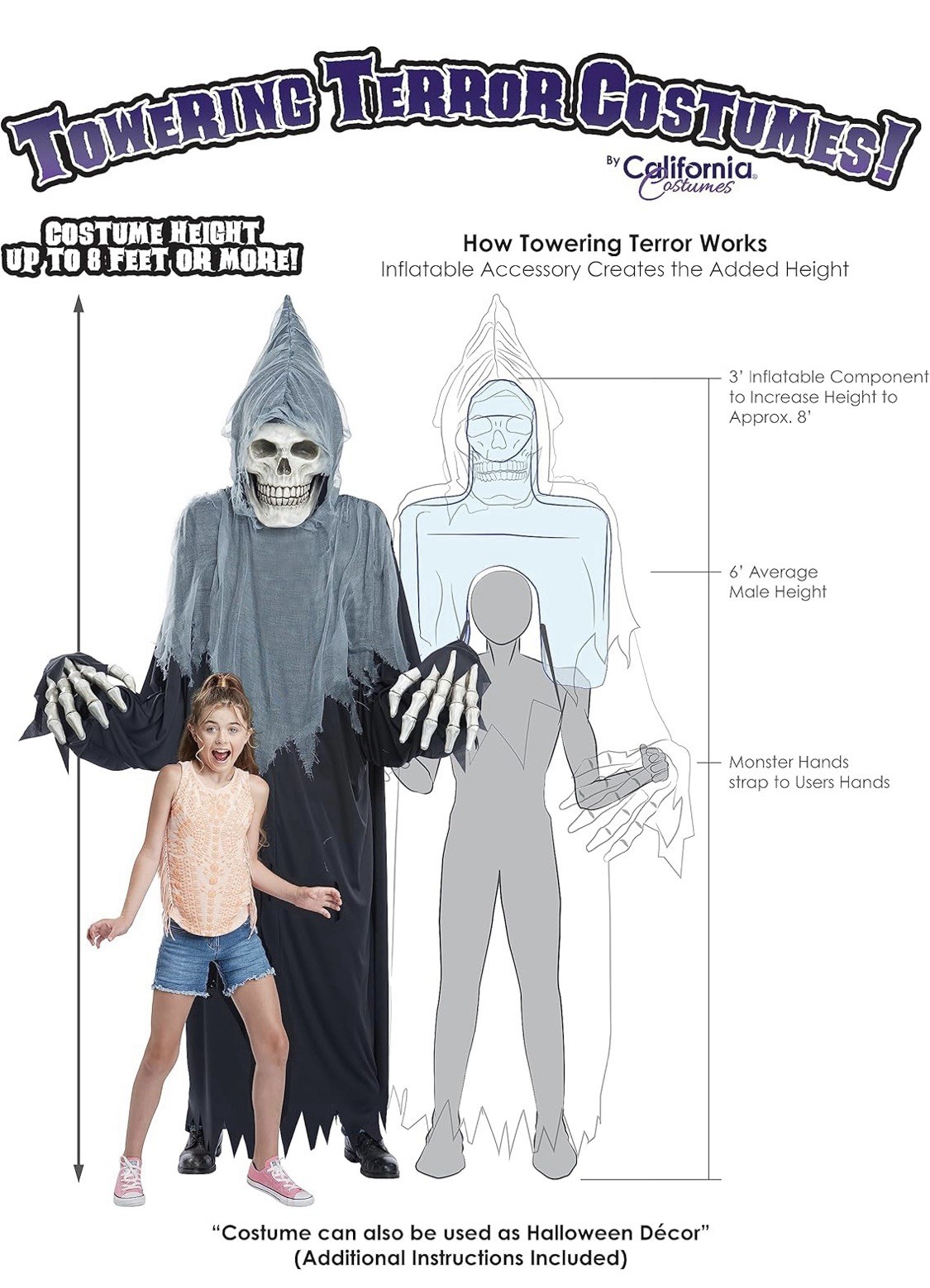 California Costume Towering Terror Grim Reaper 8 Feet Adult And/Or Decoration image 3