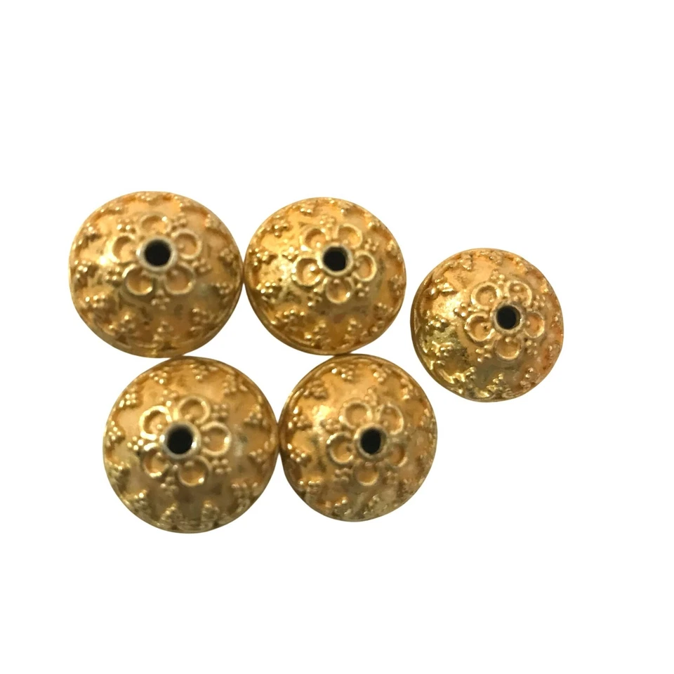 Cuentas decorativas chapadas en oro de 24K # 5 - 1/2 pulgada filigrana redonda para hacer joyas Foto 2 de 4