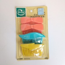 Vtg 80s Goody Side Combs Pink Teal Yellow Kant-Slip 6 Pack 8063 NOS Sealed