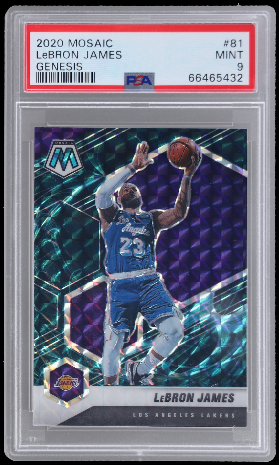 2020-21 Panini Mosaic Lebron James #81 PSA 9 Genesis Prizm Basketball Mint