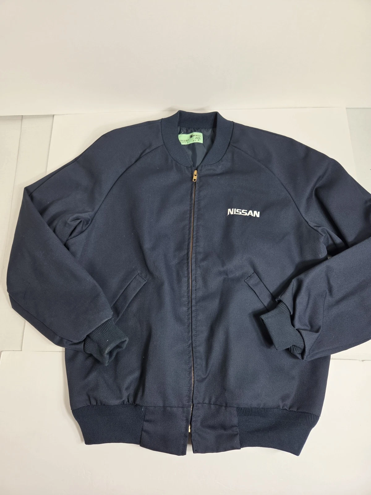 Vtg 80s Nissan Tech Mechanic Work Bomber Jacket Navy Sz M USA MADE - product detail image 2