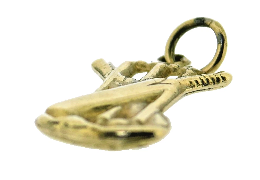 Cricket Fledermaus Stümpfe Charms Anhänger 9ct Gelbgold Vintage gepunzt London 1965