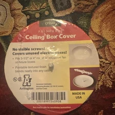 Arlington Paintable Electrical Ceiling Box Cover Plate Round 3-1/2 4" Boxes GM