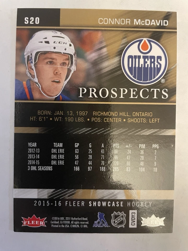 2015-16 Fleer Showcase SkyBox Premium Prospects #S20 Connor McDavid/499 Foto 2 de 2