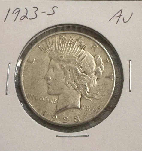 1923-S Peace Dollar - AU RAW Circulated 90% Silver Coin -