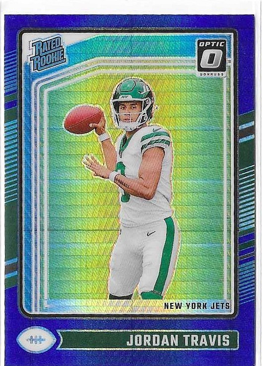 2024 Panini Donruss Optic Rated Rookie Jordan Travis #260 Blue Hyper Prizm (RC)