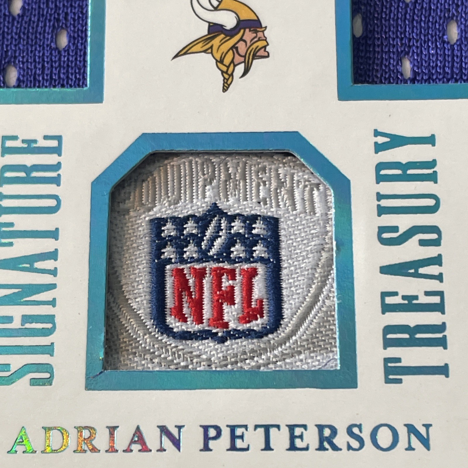 2021 National Treasures Signature Treasury Adrian Peterson 1/1 Platinum Tag Auto view 4
