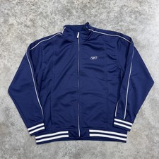 Reebok Track Jacket Mens Medium Navy Blue Full Zip Athletic Warmup Polyester