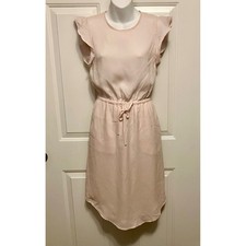 Aritzia Babaton Dress XXS Pale Pink Ruffle Sleeve Drawstring Waist Casual Mini